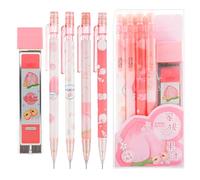 TIESOME El bonito juego de portaminas incluye 4 piezas de 0.5 mm Kawaii mecánico y 100 recambios de lápices de repuesto, lápices Kawaii para artículos escolares para escribir, dibujar, dibujar y