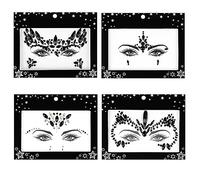 TIESOME Gemas para la cara de Halloween, 4 hojas de pegatinas de joyas para la cara del festival pegatinas de cristales de diamantes de imitación ojos brillantes decoración de fiesta de Halloween