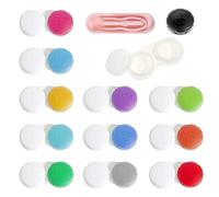 TIESOME Juego de 12 recipientes para lentes de contacto, multicolor, estuche portátil a prueba de fugas, accesorios para excursiones diarias como viajes y trabajo, 12 colores