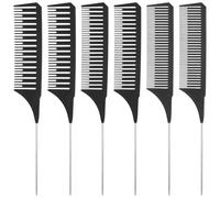 TIESOME Juego de 6 peines de resaltado, peine profesional con punta de separación, cola de rata, peines de papel de aluminio de varios tamaños, peines de tinte para el cabello, para estilista, salón
