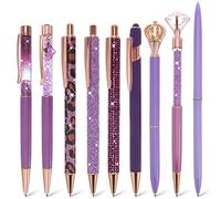 TIESOME Juego de 9 bolígrafos metálicos con purpurina, tinta negra para diario, regalo para mujeres, niñas, damas de honor, bodas (morado)