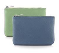 TIESOME Monedero de 2 piezas con estampado de lichis, Monedero con cremallera de PU Monedero portátil Mini Monedero para mujeres Mini Monedero para mujeres Tarjeta, azul y verde, 12x9x1.2cm, Casual