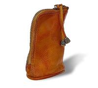 TIESOME Monedero de Cuero Auténtico Medieval, Organizador de Monedas Con Llavero, Pequeña Cartera de Viaje Para Hombres, Marrón, 4.3x2.5x2.5in, Vintage