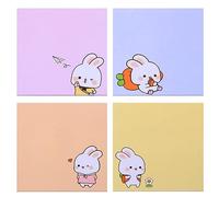 TIESOME Paquete de 4 320 hojas de notas adhesivas, notas adhesivas de animales de conejo kawaii, bloc de notas de dibujos animados, marcadores, banderas, blocs de notas estacionarios para escuela