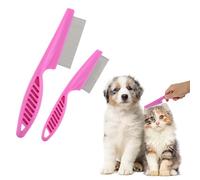 TIESOME Peine de pelo de mascotas, 2 unidades, multifuncional, 2 en 1, peines para perros, masaje de aseo de acero inoxidable, peine de doble cara para nudos, corteza flotante, pelo enredado, pulgas