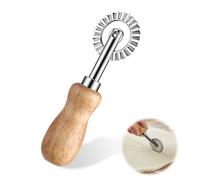 TIESOME Rueda cortadora de pasta, mango corto, rueda cortadora pequeña de acero inoxidable estriada para repostería, raviolis, exquisita rueda de pastelería, cortador de raviolis para raviolis, pasta