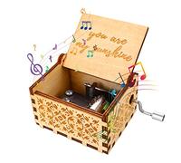 TIESOME You are My Sunshine - Caja de música con manivela grabada en madera, caja de música vintage, caja de música clásica, regalo para niños, niñas, hombres y mujeres