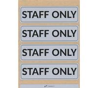 TIESSE - 4 etiquetas adhesivas STAFF ONLY - Policarbonato con adhesivo de alto rendimiento - 4 piezas de 140 x 40 mm en hoja A5 (210 x 148 mm) - MADE IN ITALY