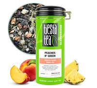 Tiesta Tea - Peaches N' Green | Hojas sueltas | Té liso verde melocotón | Mezcla Premium | Cafeína de tamaño mediano | Hacer caliente o helado y preparar hasta 50 tazas, lata recargable, 142