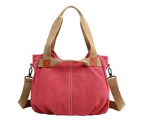 TIEZHICHESHI Bolso de hombro retro portátil de lona simple, Rojo sandía