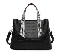 TIEZHICHESHI Bolso de mano de piel de serpiente de gran capacidad para mujer, elegante y simple, versión negra