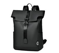 TIEZHICHESHI Mochila de piel ligera e impermeable de gran capacidad, mochila para computadora de viajero, color negro