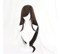 Tifa Lockhart Pelucas Cosplay Disfraz Marrón Largo Lacio Recto Separación Estilo Sintético Cabello Fiesta Pelucas de Halloween Final Fantasy Negro