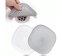 tifanso 2 protectores de drenaje de silicona con ventosa, colador de fregadero, tapa de drenaje de ducha, recogedor de pelo para desagüe de ducha, filtro de trampa para baño (blanco + gris)