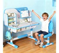 Tifemap Escritorio Infantil Regulable en Altura, Silla Escritorio Niña y Escritorio Niño, Pupitre Infantil con Silla Postura Correcta, Cajón y Estantería