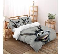 TIFFAN Burro Feliz Nórdica 3 Piezas Funda De Edredón Animales Dibujos Animados 3D Microfibra con Funda De Almohada para Dormitorio King(220x240cm)