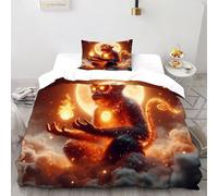 TIFFAN Fire Monkey Funda Nordica 2 Piezas Funda De Edredón Animals Cartoon Animals 3D Microfibra with Pillowcase para Dormitorio Single(135x200cm)