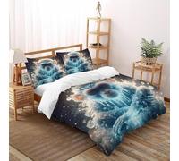 TIFFAN Monkey Funda Nordica 3 Piezas Funda Nórdica Animals Cartoon Animals 3D Microfibra con Cierre De Cremallera para Niños Super King(260x220cm)
