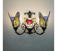 Tiffany Estilo De Pared Sconce, Vidrio Hecho A Mano Lámpara De Pared, Bombilla E27, Estilo Victoriano Mariposa Decorativa Luz De Pared Junto A La Cama Para La Sala De Estar Dormitorio Baño Pasillo