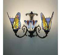 Tiffany Estilo De Pared Sconce, Vidrio Hecho A Mano Lámpara De Pared, Bombilla E27, Estilo Victoriano Mariposa Decorativa Luz De Pared Junto A La Cama Para La Sala De Estar Dormitorio Baño Pasillo