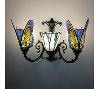 Tiffany Estilo De Pared Sconce, Vidrio Hecho A Mano Lámpara De Pared, Bombilla E27, Estilo Victoriano Mariposa Decorativa Luz De Pared Junto A La Cama Para La Sala De Estar Dormitorio Baño Pasillo