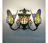 Tiffany Estilo De Pared Sconce, Vidrio Hecho A Mano Lámpara De Pared, Bombilla E27, Estilo Victoriano Mariposa Decorativa Luz De Pared Junto A La Cama Para La Sala De Estar Dormitorio Baño Pasillo