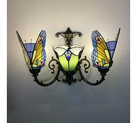 Tiffany Estilo De Pared Sconce, Vidrio Hecho A Mano Lámpara De Pared, Bombilla E27, Estilo Victoriano Mariposa Decorativa Luz De Pared Junto A La Cama Para La Sala De Estar Dormitorio Baño Pasillo