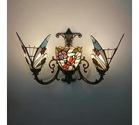 Tiffany Estilo De Pared Sconce, Vidrio Hecho A Mano Lámpara De Pared, Bombilla E27, Estilo Victoriano Mariposa Decorativa Luz De Pared Junto A La Cama Para La Sala De Estar Dormitorio Baño Pasillo