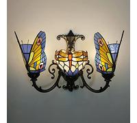 Tiffany Estilo De Pared Sconce, Vidrio Hecho A Mano Lámpara De Pared, Bombilla E27, Estilo Victoriano Mariposa Decorativa Luz De Pared Junto A La Cama Para La Sala De Estar Dormitorio Baño Pasillo