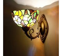 Tiffany Estilo De Pared, Vidrio De 20 Cm Sombra Lámpara De Pared, Base De Metal, Luminarias De Pared Victoriana para La Sala De Estar Pasillo Dormitorio Granja Lámpara Junto A La Cama