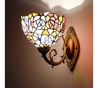 Tiffany Estilo De Pared, Vidrio De 20 Cm Sombra Lámpara De Pared, Base De Metal, Luminarias De Pared Victoriana para La Sala De Estar Pasillo Dormitorio Granja Lámpara Junto A La Cama