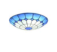 Tiffany lámpara de techo de estilo, lámpara de techo de cristal redondo regulable, E27, lámpara colgante de la decoración azul del Mediterráneo de la vendimia para el dormitorio sala,30cm