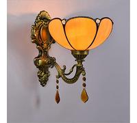 Tiffany Style Wandleuchte Gebackenes Kunstglas LED Wandleuchte Gelbe Und Weiße Rustikale Dekorative Wandleuchte Für Flur-Nacht-Wohnzimmer