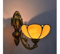 Tiffany Style Wandleuchte Gebackenes Kunstglas LED Wandleuchte Gelbe Und Weiße Rustikale Dekorative Wandleuchte Für Flur-Nacht-Wohnzimmer