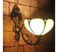 Tiffany Style Wandleuchte Gebackenes Kunstglas LED Wandleuchte Gelbe Und Weiße Rustikale Dekorative Wandleuchte Für Flur-Nacht-Wohnzimmer