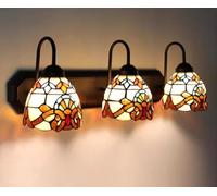 Tiffany Vendimia aplique de pared lámpara de espejo de baño vidrio vintage, Rústico LED E14 lámpara de baño antigua blanco azul, iluminación de espejo moderna para estudio barra pasillo cocina, L46cm