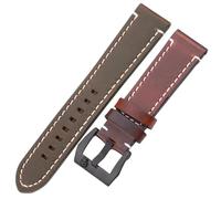 TIFONY Correas de reloj, correas de reloj vintage de 18 mm, 20 mm, 22 mm y 24 mm, correas de reloj de piel de vaca for hombres y mujeres(Dark Brown Black,22mm)