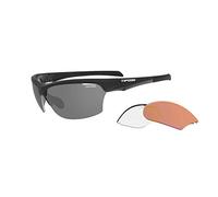 Tifosi Lentes de sol intercambiables intensos: lentes intercambiables, ligeras, protección UV, piezas ajustables para orejas y nariz, inastillables, goma hidrofílica, negro mate