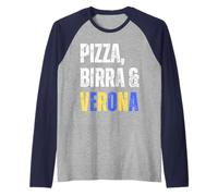 Tifoso Verona Pizza Birra Uomo Semplice Gialloblu Camiseta Manga Raglan