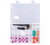 TIG Welding Accessory Kit 49Pcs | Glass Cup Nozzle Collet Set for WP - 17 / WP - 18 / WP - 26 Torch | Copper + Quartz Tools for Argon Arc Welding