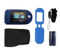 Tiga 50D/CMS-50D - Oxímetro de pulso para dedo (pantalla OLED, con muchos accesorios, pilas y saturación SPO2)