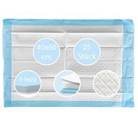 TIGA-MED 25 almohadillas sanitarias de 40 × 60 cm - 6 capas desechables de 6 capas con núcleo de celulosa y base de polietileno impermeable