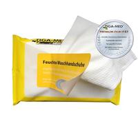 TIGA-MED Guantes de lavado húmedos - 10 × 8 unidades (80) - pre-impregnados con aloe vera y extracto de manzanilla - Guante de lavado desechable para el cuidado, la vida cotidiana y de viaje