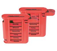Tiga-Med Pastillero, 2 unidades, caja dispensadora de medicamentos para 7 días, color rojo