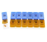 Tiga Med - Pastillero para 1 semana con código de colores para la mañana y la tarde, color azul y naranja