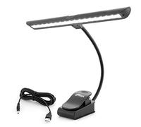 Tiger 18 luces LED de soporte de música con modos de color blanco y cálido, brillo variable, batería de clip de cuello de cisne portátil o USB/lámpara de libro de música alimentada por red