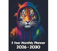 Tiger 5 Year Monthly Planner: Large 60 Month Sunday to Saturday Calendar | Gift For People Who Love Safari Animals, Cat Lovers | Ideal for ... and Busy Individuals | 8.5 x 11 Inches | v1