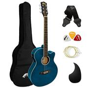 TIGER ACG4-BL Guitarra electroacústica para estudiantes de tamaño completo con ecualizador incorporado, funda, correa, cuerdas de repuesto y púas - Azul