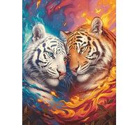 Tiger And Arte Yin-Yang de Tigre Blanco Puzzle 300 Piezas Cartón Blanco Premium Para Coleccionistas Mascota de Vida Silvestre Cute Desarrollo Cognitivo Ocio Tranquilo Casa Compatible Marco Estándar 30