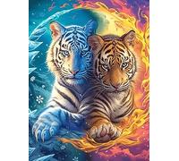 Tiger and Arte Yin-Yang de Tigre Blanco Rompecabezas 300 Piezas Cartón para Principiantes Mascota de Vida Silvestre Cute Días Lluviosos Tiempo Libre En Casa para Reyes Magos Detalle De Cumpleaños 300